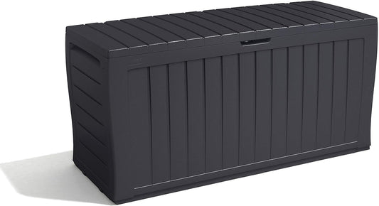 270L Outdoor Furniture Storage Box Graphite Wood Panel Effect
