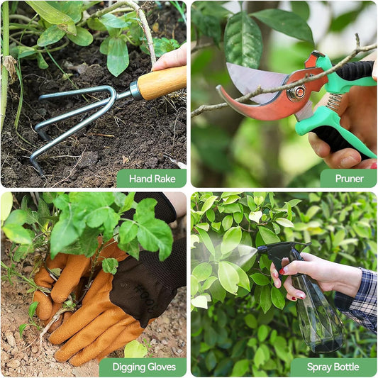 9 Pieces Garden Tool with Garden Tools Organiser Handbag