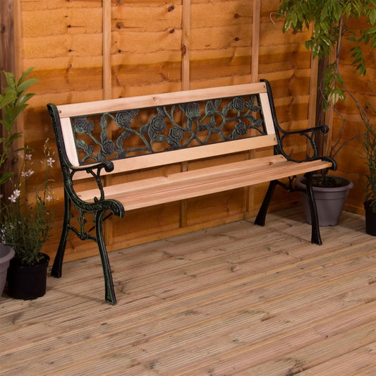 Garden Bench, Rose Style Design 3 Seater