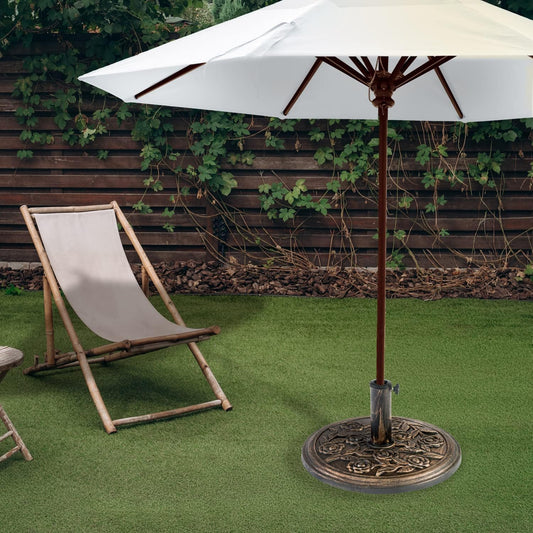 12KG Cast Iron Effect Garden Parasol Base - With Floral Rose Design